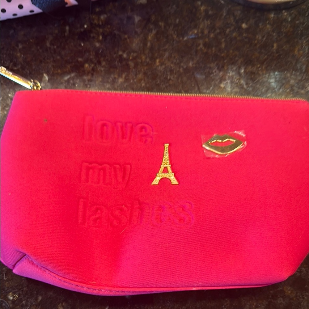 Love My Lashes Pink Cosmetic Bag
